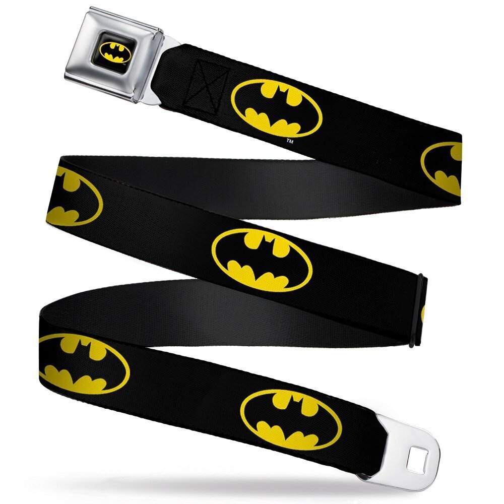 6770 Seatbelt Belt - Batman Shield Black/Yellow - 1.0" Wide - 20-36 Inches
